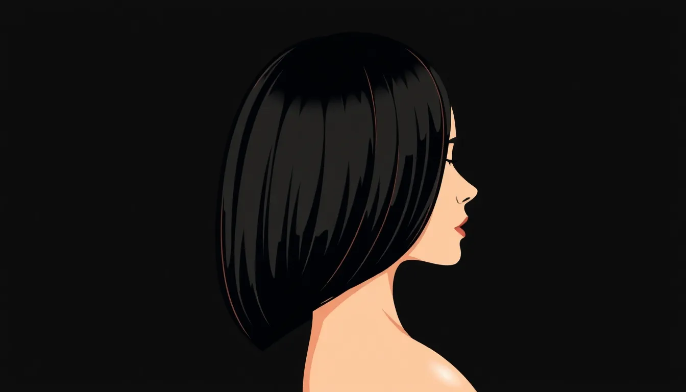 Ilustración editorial de bob peinado hacia atrás con acabado brillante y sofisticado