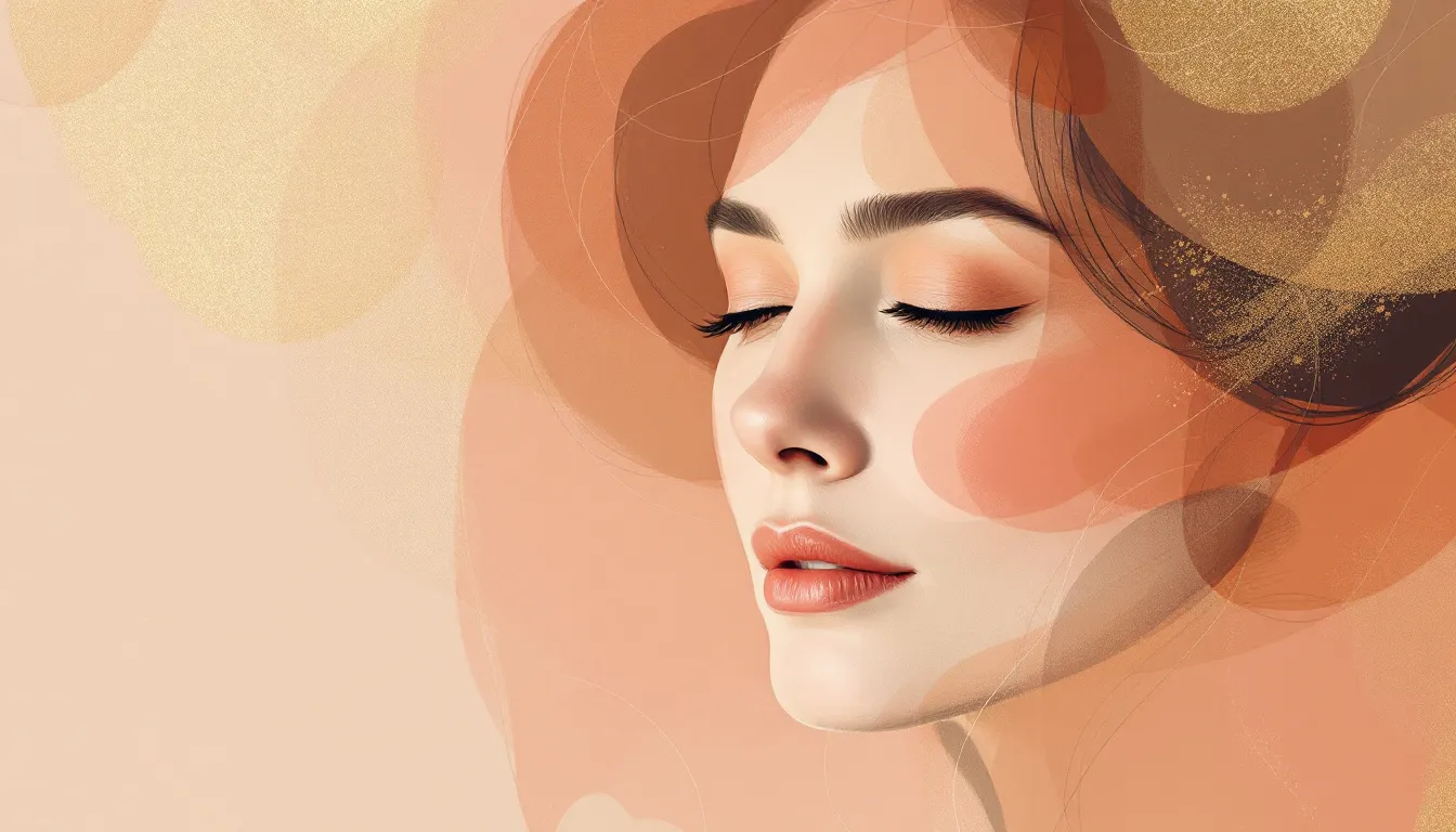 Ilustración editorial abstracta celebrando el envejecimiento positivo con tonos cálidos