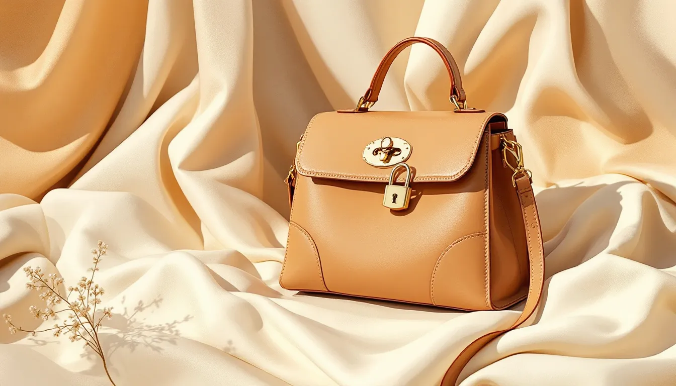 Ilustración editorial de bolso de lujo con estética bohemia y detalles en cuero