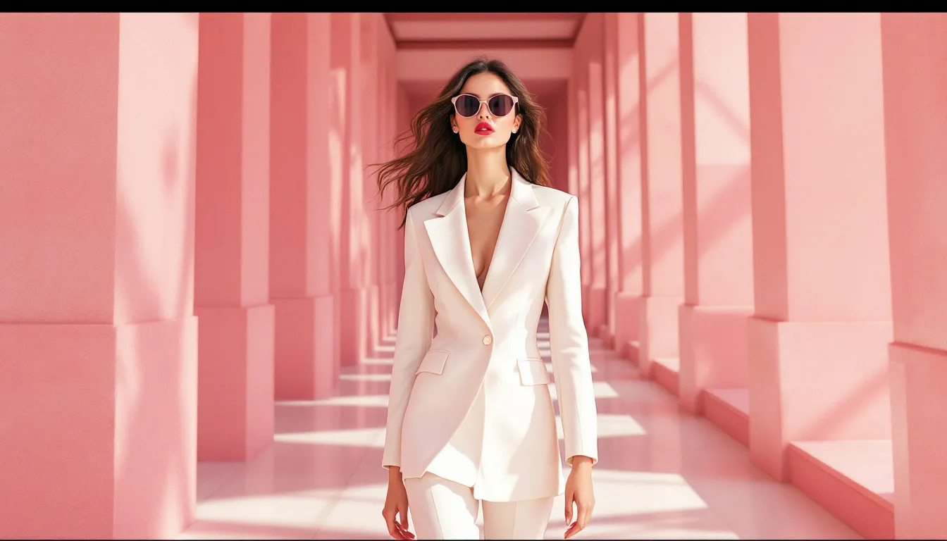 Ilustración editorial de blazer formal y outfit de verano, estilo institucional elegante