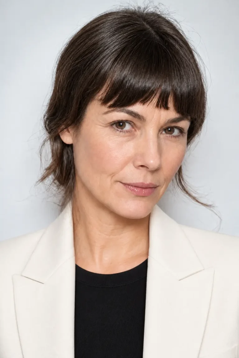 Mujer con pelo whisper fringe
